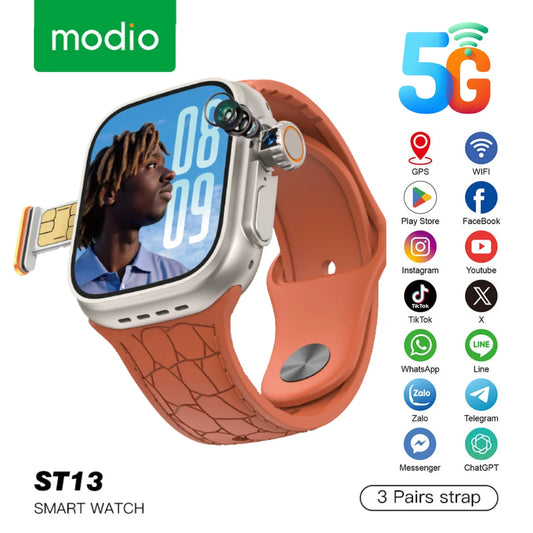 Modio ST13 Android watch, SIM card, scroll camera 180 degree 3 straps