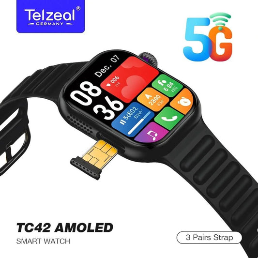 Telzeal TC42 Android watch (real AMOLED), SIM card, scroll camera 180 degree 3 straps