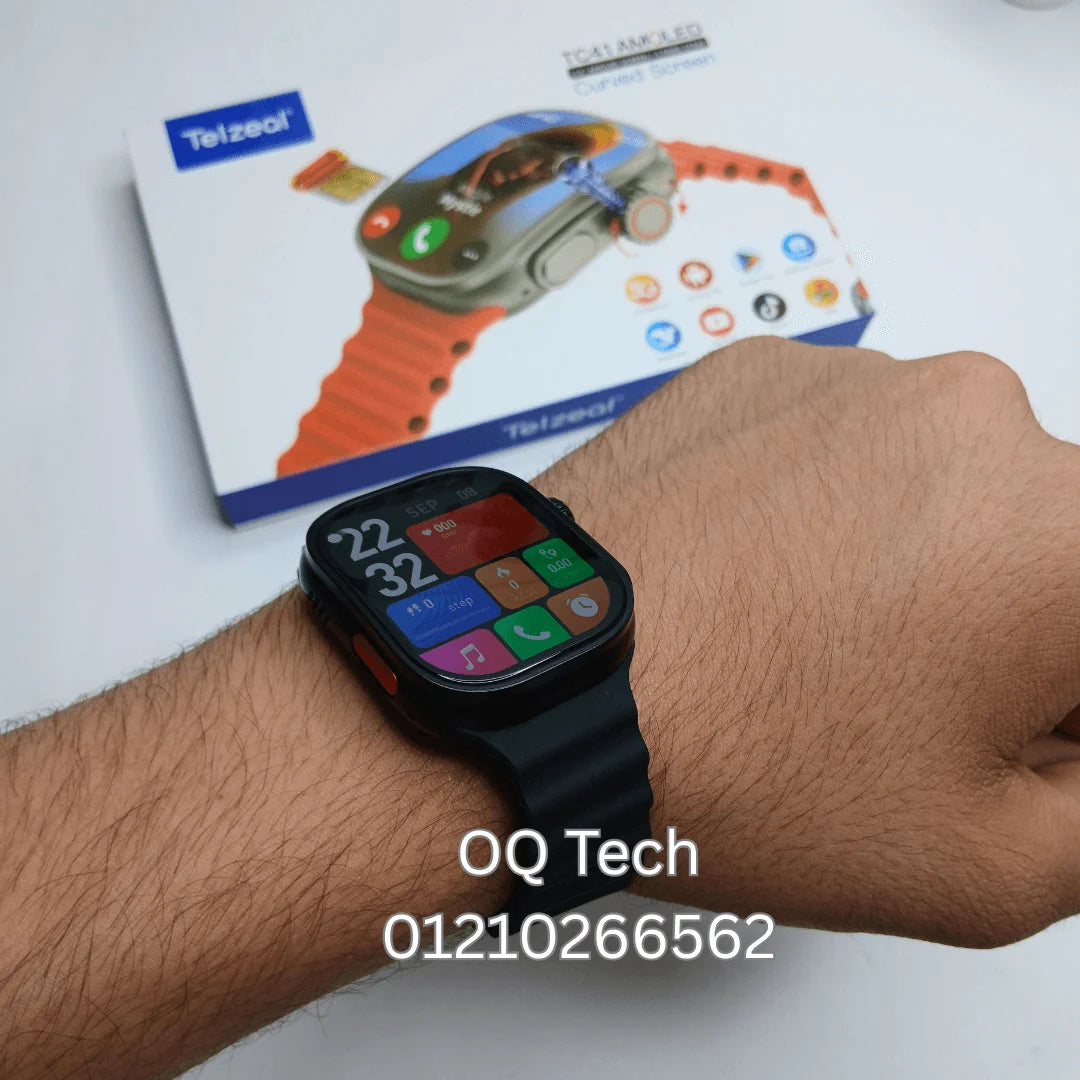 Telzeal TC41 Android watch CURVED screen (real AMOLED), SIM card, scroll camera 180 degree 3 straps