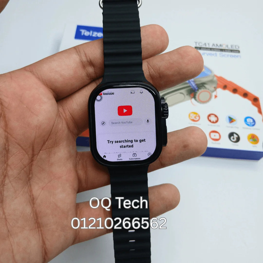 Telzeal TC41 Android watch CURVED screen (real AMOLED), SIM card, scroll camera 180 degree 3 straps