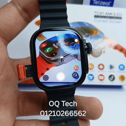 Telzeal TC41 Android watch CURVED screen (real AMOLED), SIM card, scroll camera 180 degree 3 straps