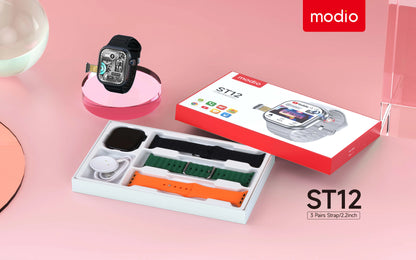Modio ST12 Android watch, SIM card, scroll camera 180 degree 3 straps
