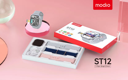 Modio ST12 Android watch, SIM card, scroll camera 180 degree 3 straps