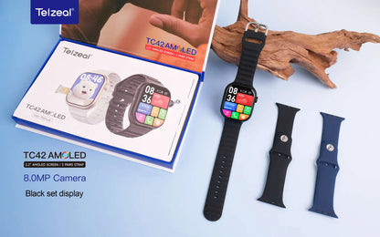 Telzeal TC42 Android watch (real AMOLED), SIM card, scroll camera 180 degree 3 straps