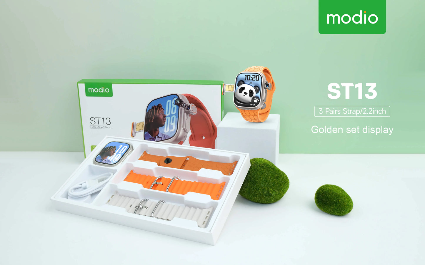 Modio ST13 Android watch, SIM card, scroll camera 180 degree 3 straps